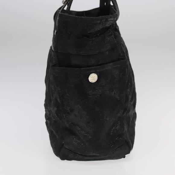 CHANEL Paris Biarritz MM Tote Bag Coated Canvas Black Silver CC Auth bs19293 - Picture 3 of 16